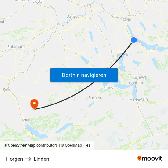 Horgen to Linden map