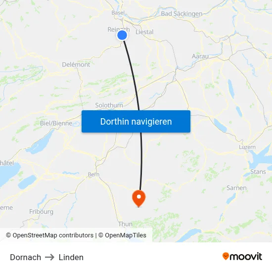 Dornach to Linden map