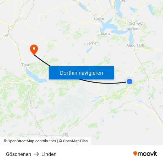 Göschenen to Linden map