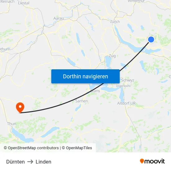 Dürnten to Linden map