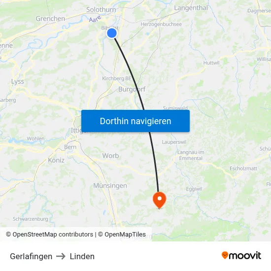 Gerlafingen to Linden map