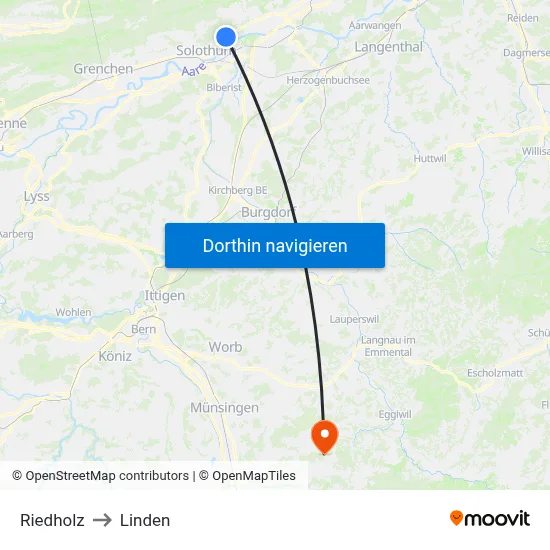 Riedholz to Linden map