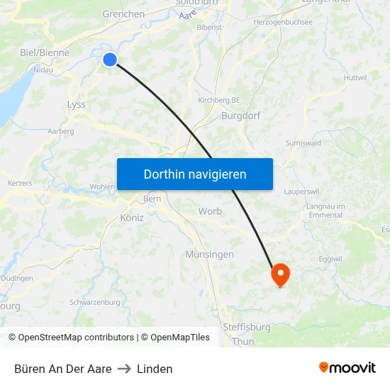 Büren An Der Aare to Linden map