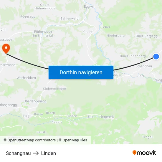 Schangnau to Linden map