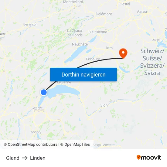Gland to Linden map
