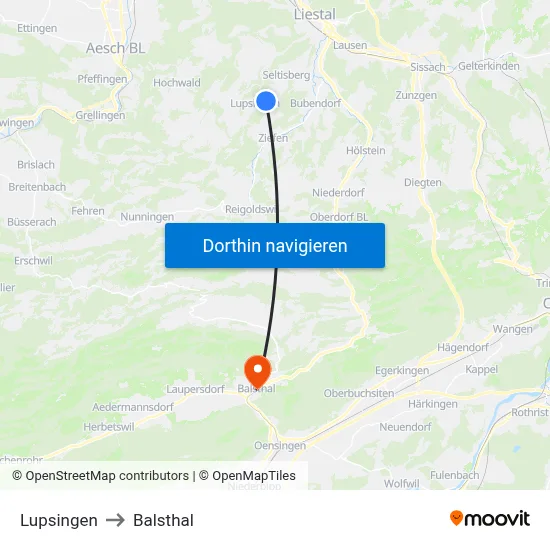 Lupsingen to Balsthal map