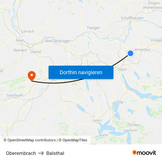 Oberembrach to Balsthal map