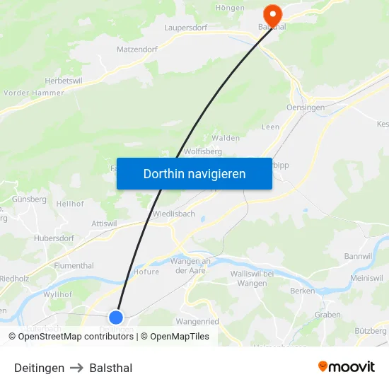 Deitingen to Balsthal map