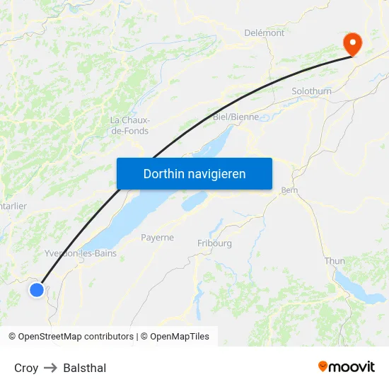 Croy to Balsthal map