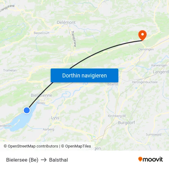 Bielersee (Be) to Balsthal map