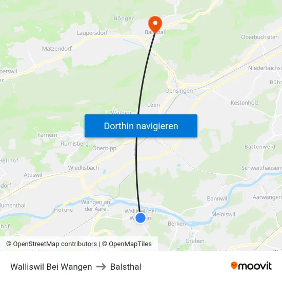 Walliswil Bei Wangen to Balsthal map