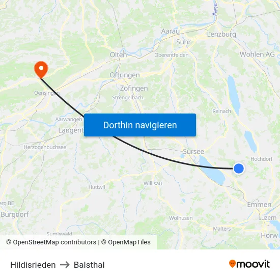Hildisrieden to Balsthal map
