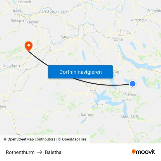 Rothenthurm to Balsthal map
