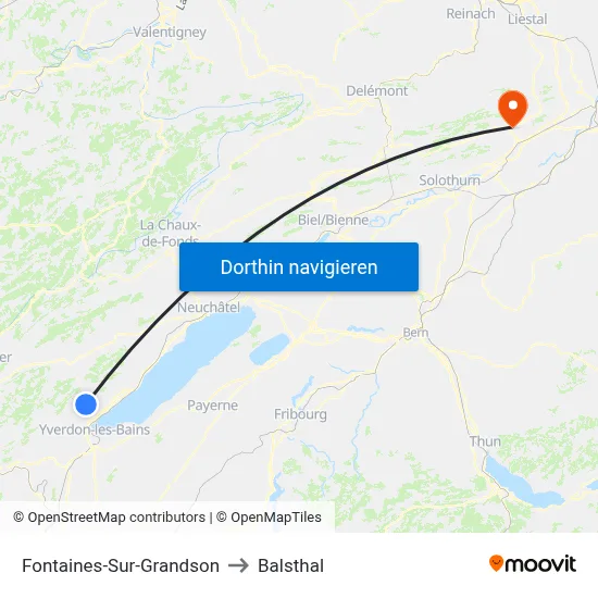Fontaines-Sur-Grandson to Balsthal map