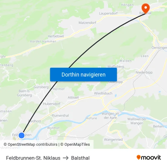 Feldbrunnen-St. Niklaus to Balsthal map