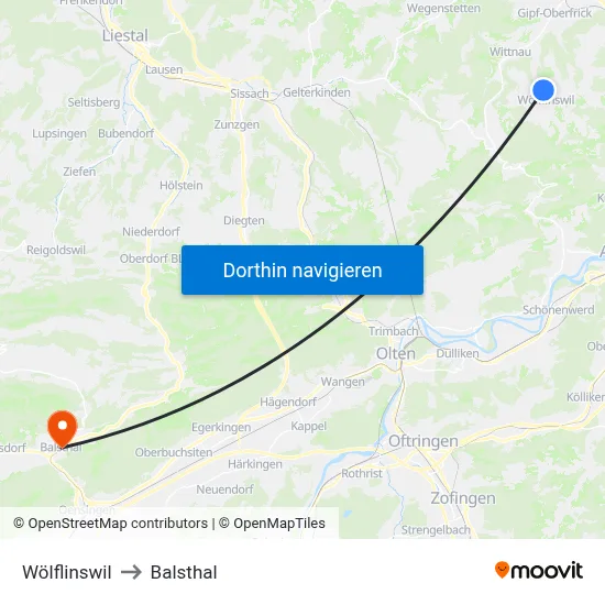Wölflinswil to Balsthal map