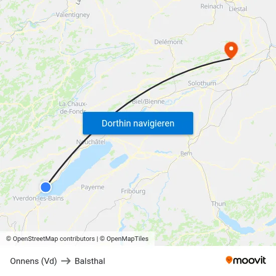 Onnens (Vd) to Balsthal map