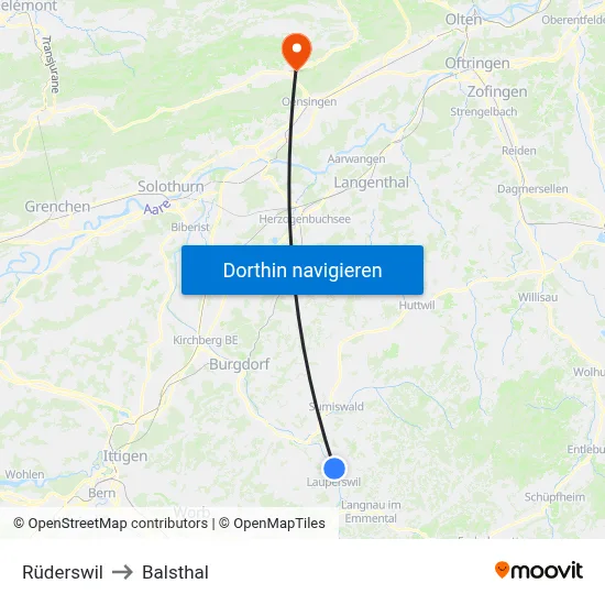 Rüderswil to Balsthal map