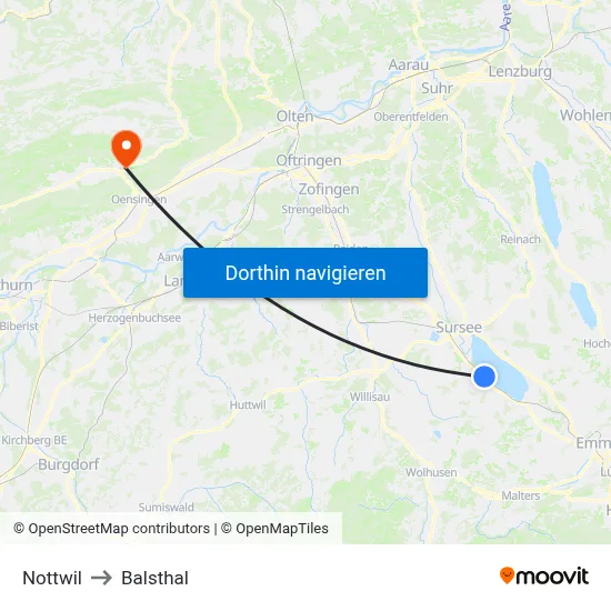 Nottwil to Balsthal map
