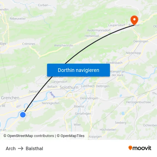 Arch to Balsthal map