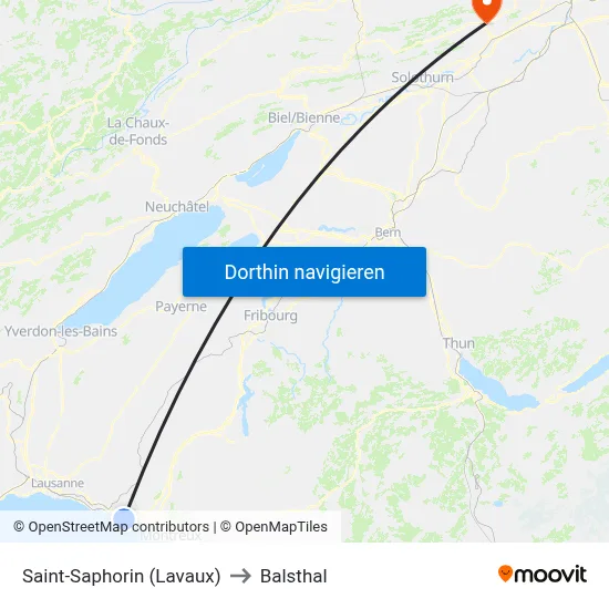 Saint-Saphorin (Lavaux) to Balsthal map