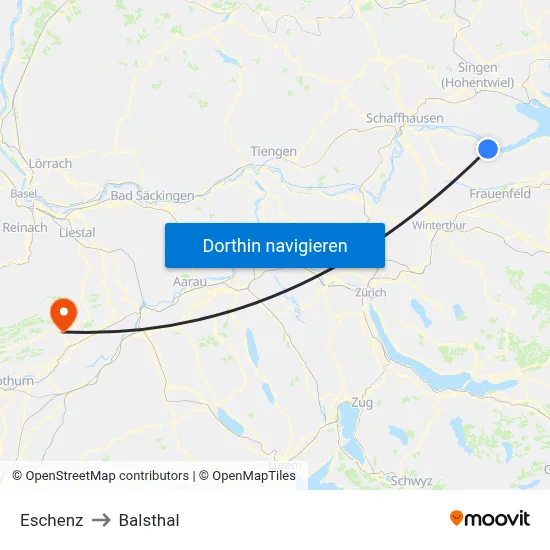 Eschenz to Balsthal map