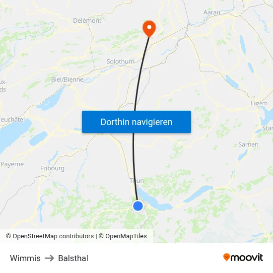 Wimmis to Balsthal map