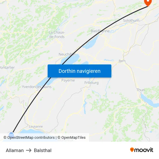 Allaman to Balsthal map