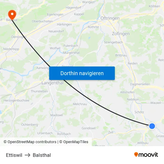 Ettiswil to Balsthal map