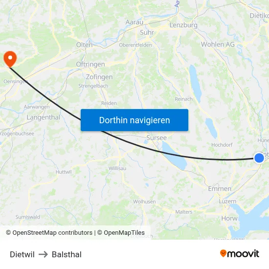 Dietwil to Balsthal map