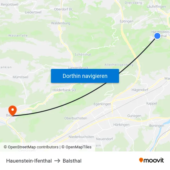 Hauenstein-Ifenthal to Balsthal map