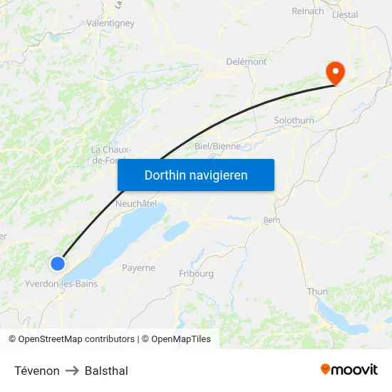 Tévenon to Balsthal map