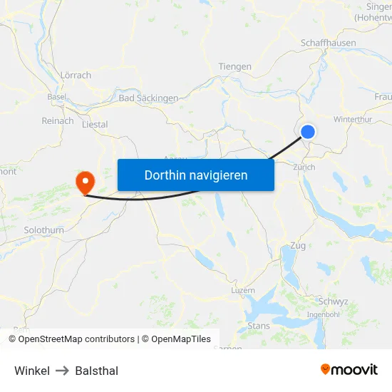 Winkel to Balsthal map