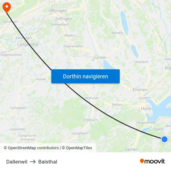 Dallenwil to Balsthal map