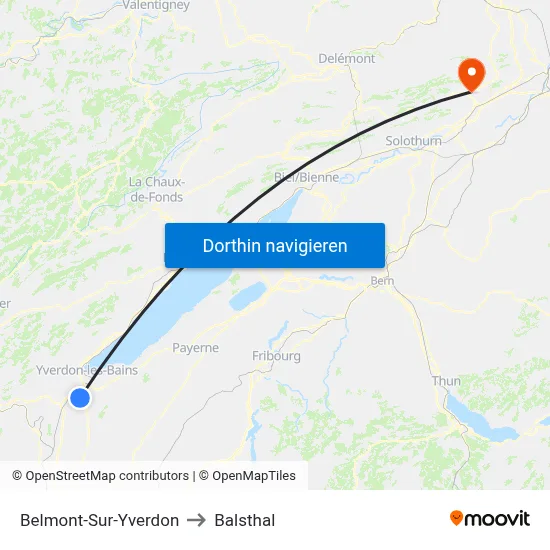 Belmont-Sur-Yverdon to Balsthal map