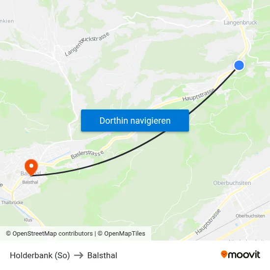 Holderbank (So) to Balsthal map