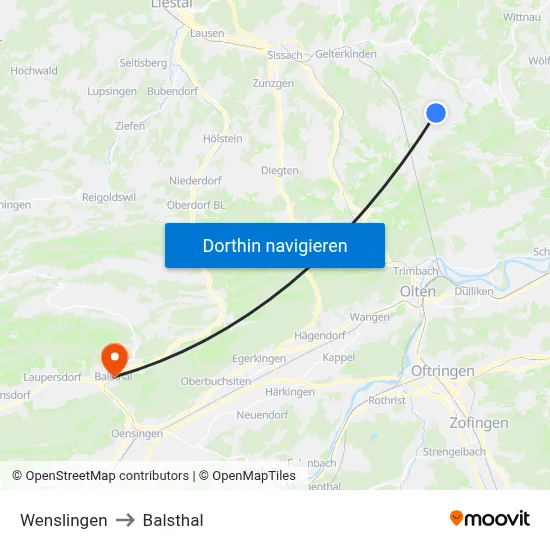 Wenslingen to Balsthal map