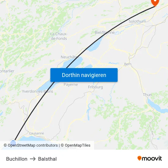 Buchillon to Balsthal map