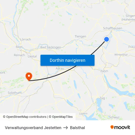 Verwaltungsverband Jestetten to Balsthal map