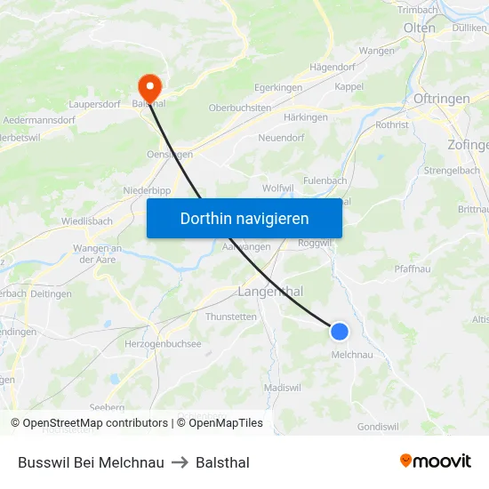 Busswil Bei Melchnau to Balsthal map