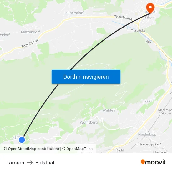 Farnern to Balsthal map