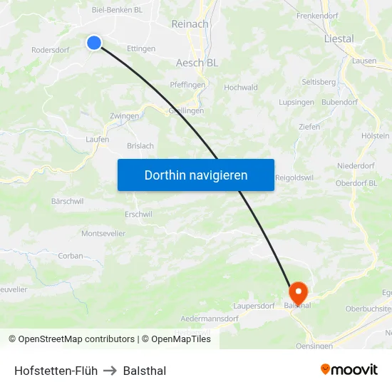 Hofstetten-Flüh to Balsthal map