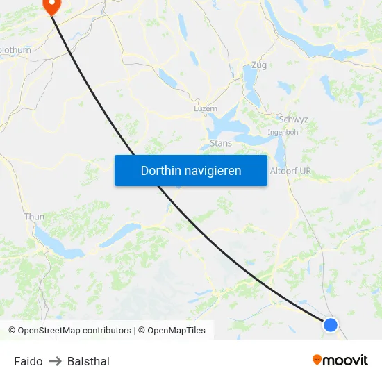 Faido to Balsthal map