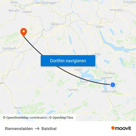 Riemenstalden to Balsthal map