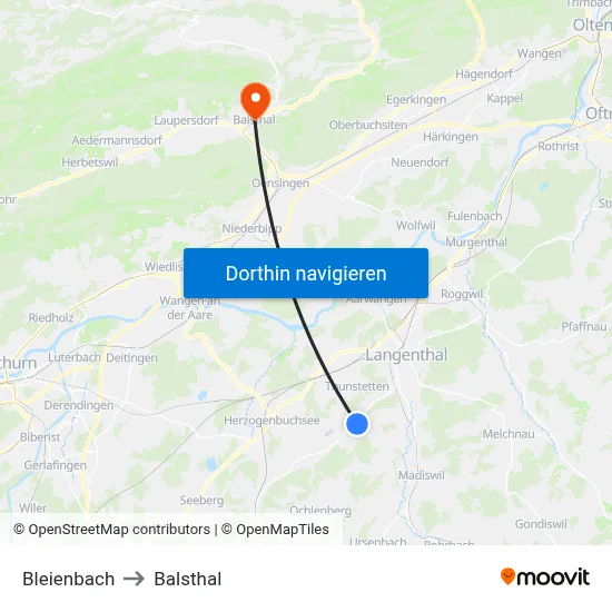 Bleienbach to Balsthal map