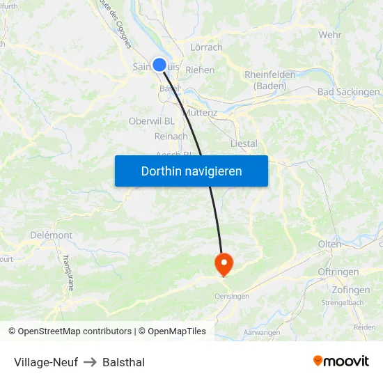Village-Neuf to Balsthal map