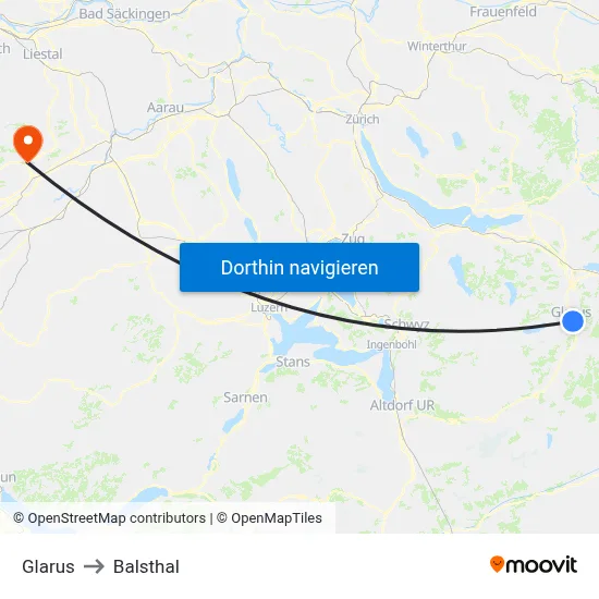 Glarus to Balsthal map