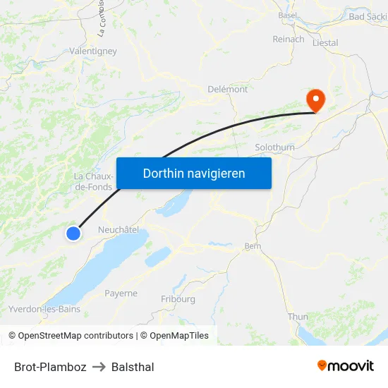 Brot-Plamboz to Balsthal map