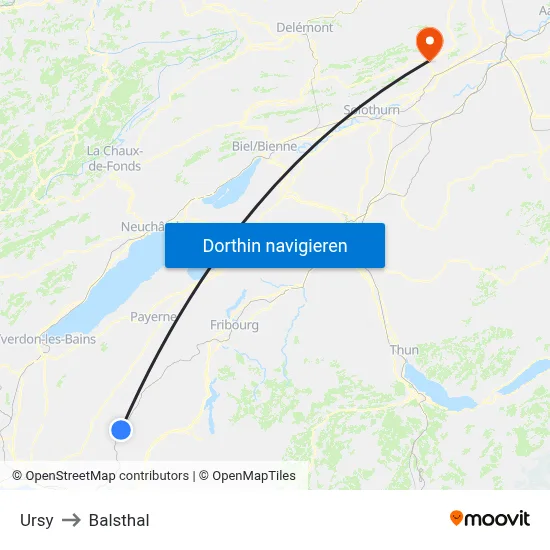 Ursy to Balsthal map