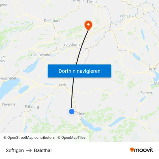 Seftigen to Balsthal map